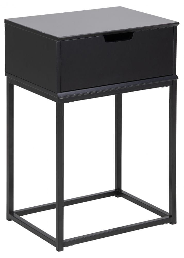 Design Scandinavia Nočný stolík Mitra, 62 cm, MDF, čierna